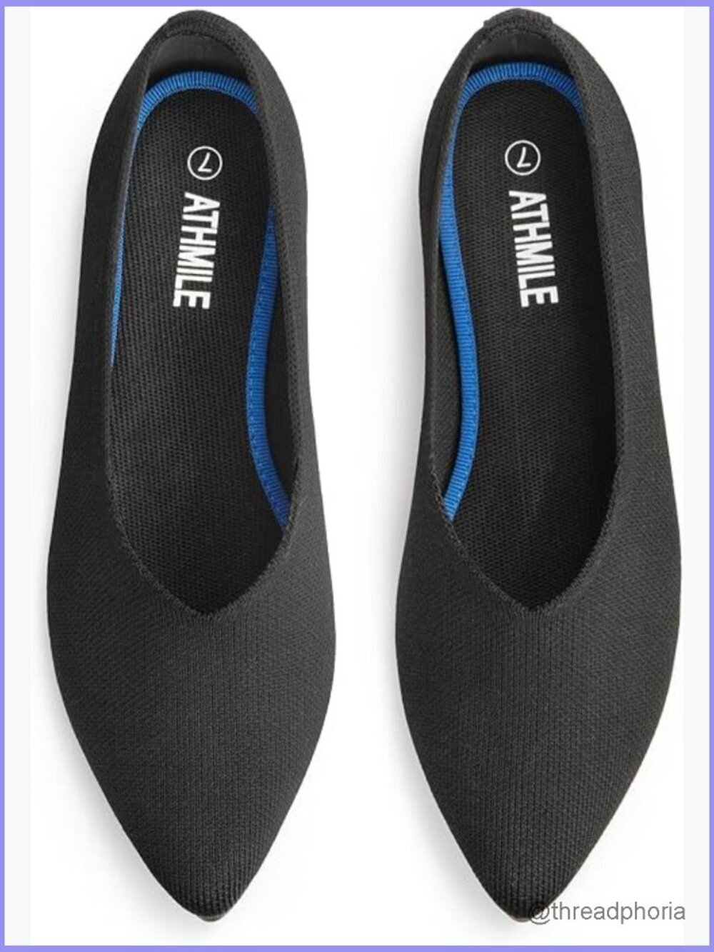 Pointed Toe Ballet Flats Slip On Knit Work Shoes Comfortable Lightweight